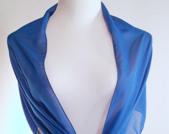 Royal Blue Chiffon Evening Wrap / Shawl – Custom Made Cobalt Blue Chiffon Evening Wrap / Shawl / Wedding Scarf – READ Item Details