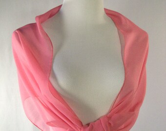 Medium Pink Chiffon Evening Wrap / Shawl – Custom Made Medium Rose Pink Chiffon Evening Wrap / Shawl / Wedding Scarf – READ Item Details