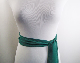 Emerald Green Chiffon Sash / Belt / Tie – Double Thickness Kelly Chiffon – Custom Made / Multi Width / Multi Length – READ Item Details