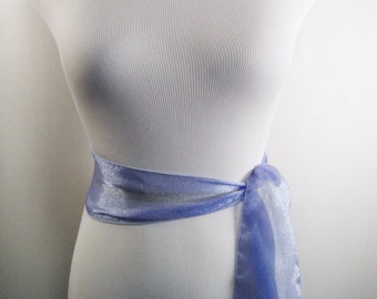 Blue Ice Crystal Organza Sash / Belt / Tie – Double Thickness Organza – Custom Made / Multi Width / Multi Length – READ Item Details