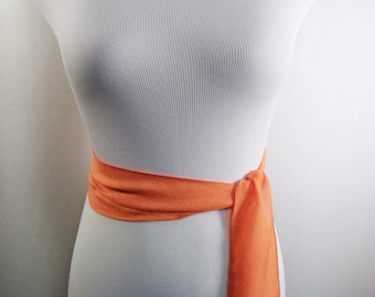 Orange Chiffon Sash / Belt / Tie – Double Thickness Tangerine Orange Chiffon – Custom Made / Multi Width / Multi Length – READ Item Details