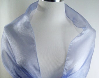 Evening Wrap - Blue Ice Crystal Organza Wedding Wrap - Shawl Stole Drape - Formal Bridal Shawl - Bridesmaid Stole - Extra Long - Custom Made