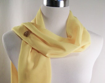 Pastel Yellow Chiffon Wedding Scarf / Evening Wrap – Custom Made Long Dressy Chiffon Scarf – READ Item Details