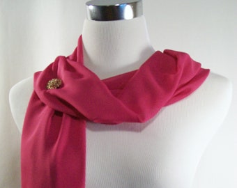 Magenta Chiffon Wedding Scarf / Evening Wrap – Custom Made Long Magenta Dressy Chiffon Scarf – READ Item Details