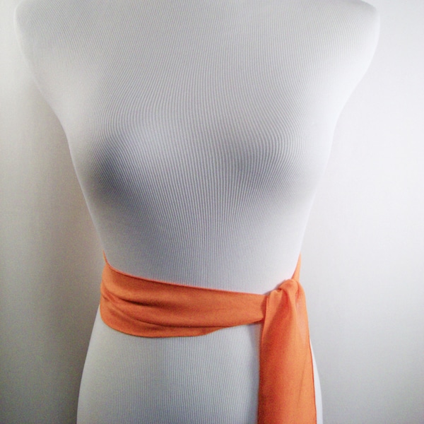 Orange Chiffon Sash / Belt / Tie – Double Thickness Tangerine Orange Chiffon – Custom Made / Multi Width / Multi Length – READ Item Details