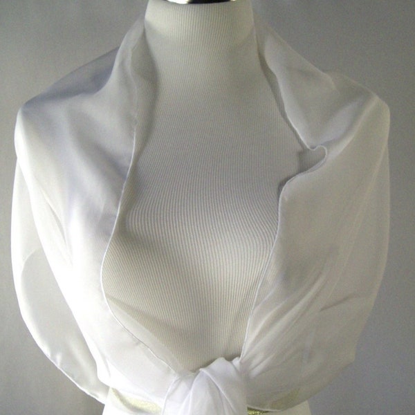 White Chiffon Evening Wrap / Shawl – Custom Made White Chiffon Evening Wrap / Shawl / Wedding Scarf – READ Item Details