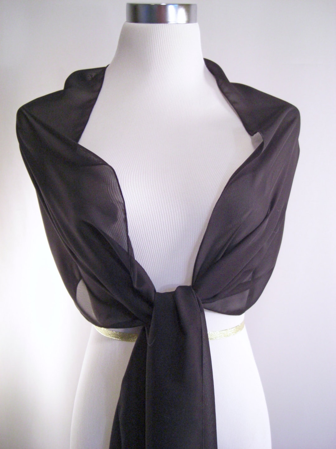 Black Woven Design Wool Wrap Shawl