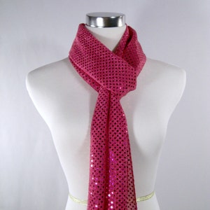 Fuchsia Sequin Party Scarf Shiny Dressy Long Hot Pink Sequin Scarf READ Item Details image 4