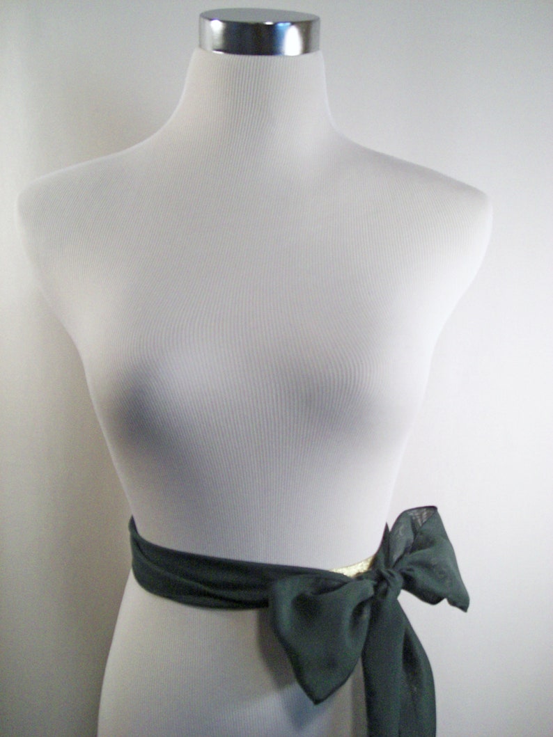 Hunter Green Chiffon Sash / Belt / Tie Double Thickness Moss Green Chiffon Custom Made / Multi Width / Multi Length READ Item Details image 2