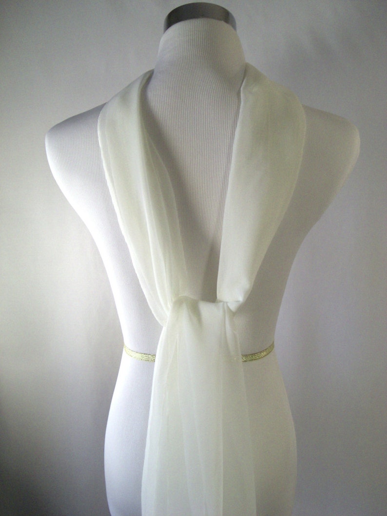 Ivory Chiffon Evening Wrap / Shawl Custom Made Ivory Cream Chiffon Evening Wrap / Shawl / Wedding Scarf READ Item Details image 4