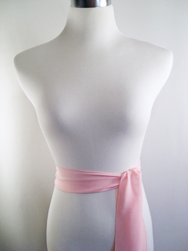 Light Pink Chiffon Sash / Belt / Tie Double Thickness light Pink Chiffon Custom Made / Multi Width / Multi Length READ Item Details image 1