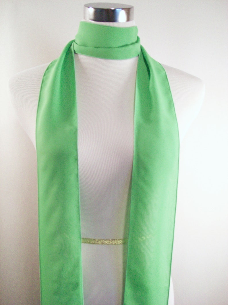 Spring Green Chiffon Sash / Belt / Tie Double Thickness Green Chiffon Custom Made / Multi Width / Multi Length READ Item Details image 4