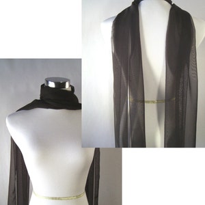 Black Chiffon Wedding Scarf / Evening Wrap Custom Made Long Black Dressy Chiffon Scarf READ Item Details image 3