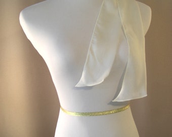 Ponytail Scarf - Headband - Ivory Cream Chiffon