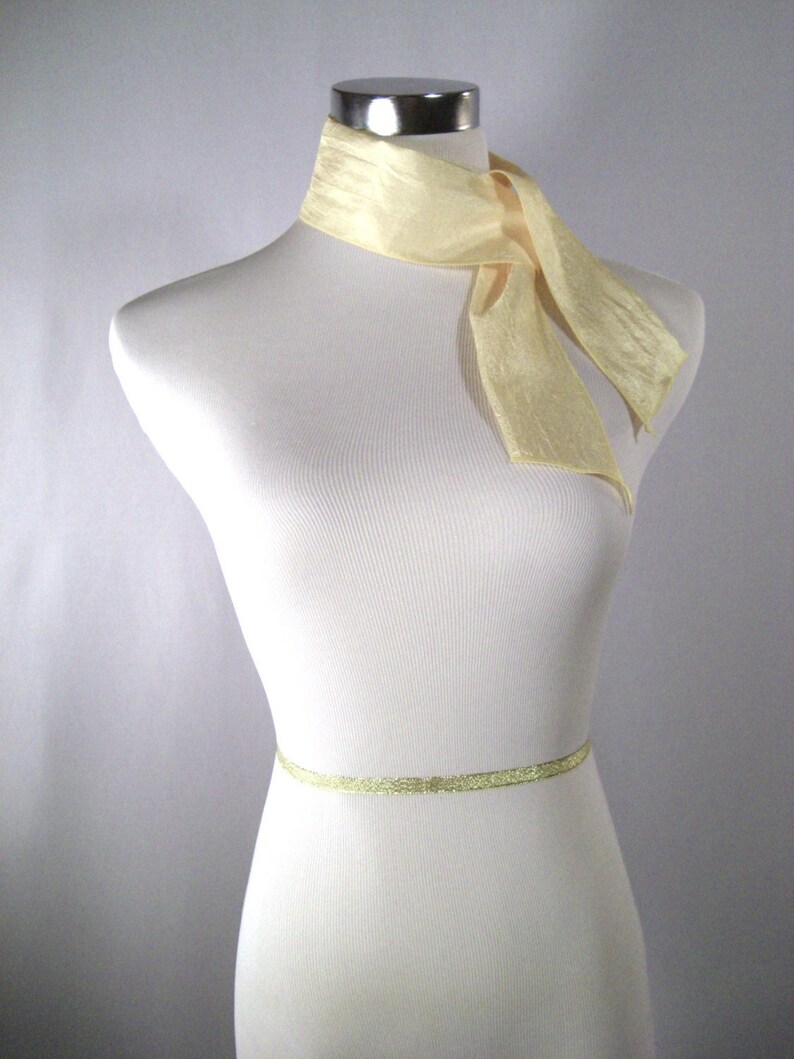 Ponytail Scarf Headband Necktie Hatband Yellow Silky Satin image 1