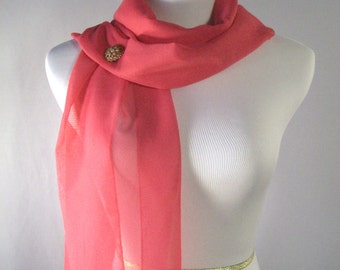Fuchsia Chiffon Wedding Scarf / Evening Wrap – Custom Made Long Hot Pink Dressy Chiffon Scarf – READ Item Details