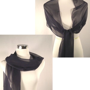Navy Blue Chiffon Evening Wrap / Shawl – Custom Made Navy Blue Chiffon Evening Wrap / Shawl / Wedding Scarf – READ Item Details