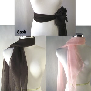 Black Chiffon Wedding Scarf / Evening Wrap Custom Made Long Black Dressy Chiffon Scarf READ Item Details image 5