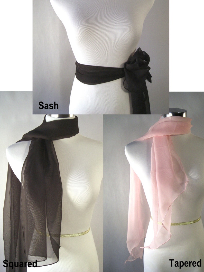 Black Chiffon Wedding Scarf / Evening Wrap Custom Made Long Black Dressy Chiffon Scarf READ Item Details image 5