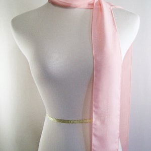 Light Pink Chiffon Sash / Belt / Tie Double Thickness light Pink Chiffon Custom Made / Multi Width / Multi Length READ Item Details image 3