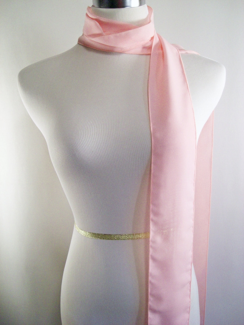 Light Pink Chiffon Sash / Belt / Tie Double Thickness light Pink Chiffon Custom Made / Multi Width / Multi Length READ Item Details image 3