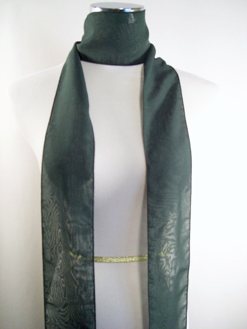 Hunter Green Chiffon Sash / Belt / Tie Double Thickness Moss Green Chiffon Custom Made / Multi Width / Multi Length READ Item Details image 4