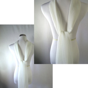 Ivory Chiffon Evening Wrap / Shawl Custom Made Ivory Cream Chiffon Evening Wrap / Shawl / Wedding Scarf READ Item Details image 5