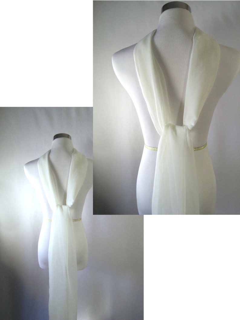 Ivory Chiffon Evening Wrap / Shawl Custom Made Ivory Cream Chiffon Evening Wrap / Shawl / Wedding Scarf READ Item Details image 5