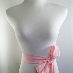 Light Pink Chiffon Sash / Belt / Tie Double Thickness light Pink Chiffon Custom Made / Multi Width / Multi Length READ Item Details image 2
