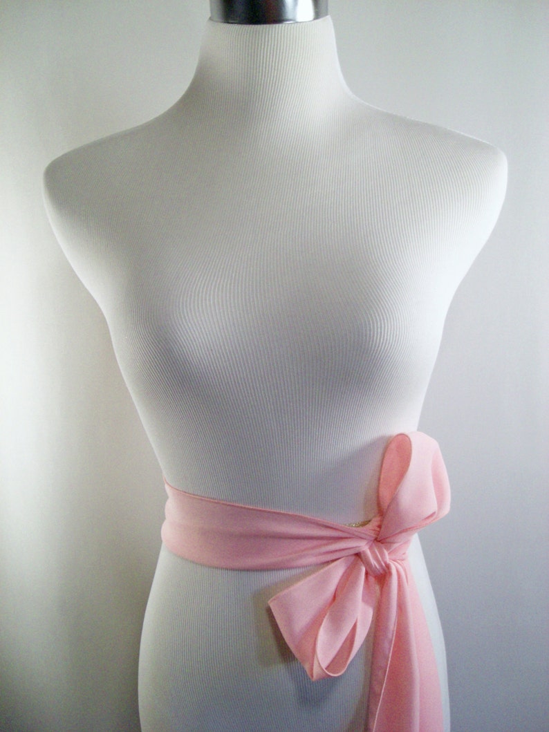 Light Pink Chiffon Sash / Belt / Tie Double Thickness light Pink Chiffon Custom Made / Multi Width / Multi Length READ Item Details image 2