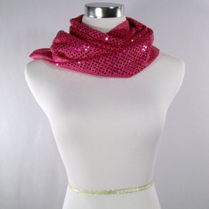 Fuchsia Sequin Party Scarf Shiny Dressy Long Hot Pink Sequin Scarf READ Item Details image 3