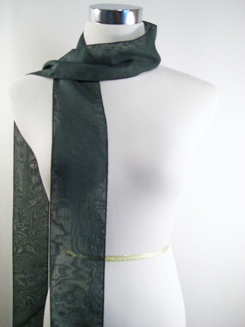Hunter Green Chiffon Sash / Belt / Tie Double Thickness Moss Green Chiffon Custom Made / Multi Width / Multi Length READ Item Details image 3