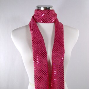 Fuchsia Sequin Party Scarf Shiny Dressy Long Hot Pink Sequin Scarf READ Item Details image 5