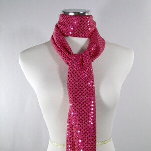 Fuchsia Sequin Party Scarf Shiny Dressy Long Hot Pink Sequin Scarf READ Item Details image 2