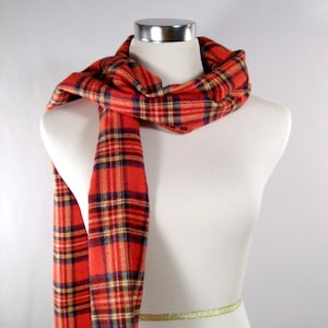 Long Scarf - Brushed Cotton Plaid Scarf - Classic Red Plaid Scarf - Winter Scarf - Autumn Scarf - Fall Scarf