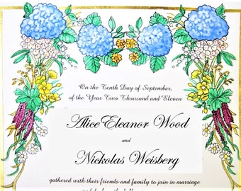 Wildflowers- Quaker Marriage Certificate