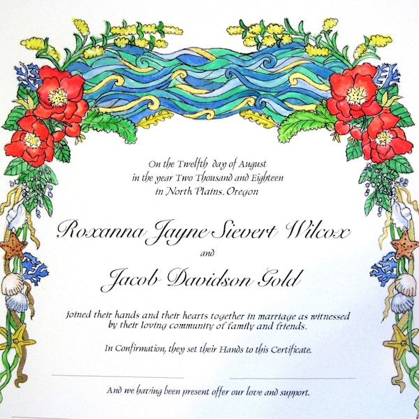 Seashore - Quaker Marriage Certificate, Ketubah