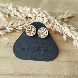 Wooden ear studs, earrings, ear studs, wood, jewelry, gift, runes, wooden ear studs, nature, Celtic, Viking