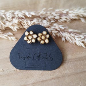 Wooden ear studs, earrings, ear studs, wood, jewelry, gift, flower of life, wooden ear studs, nature, flower, flower