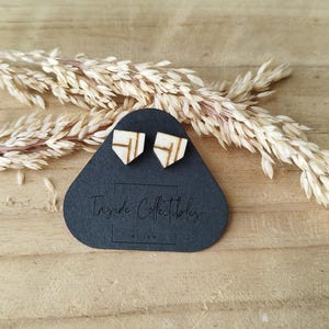 Wooden ear studs, earrings, ear studs, wood, jewelry, gift, figure, ear studs wood, nature,