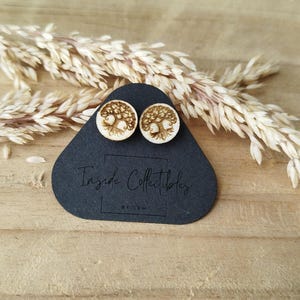 Wooden ear studs, earrings, ear studs, wood, jewelry, gift, Celtic, wooden ear studs, nature, tree of life, Viking