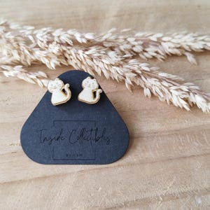 Wooden earrings, earrings, stud earrings, wood, jewelry, gift, stud earrings, wood, nature, cat, animal, children&#39;s jewelry