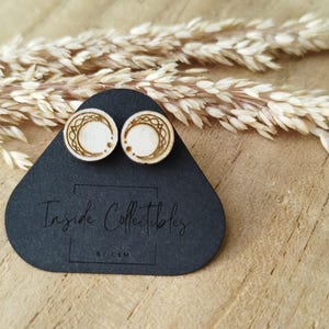 Wooden ear studs, earrings, ear studs, wood, jewelry, gift, Celtic, wooden ear studs, nature, moon, Viking