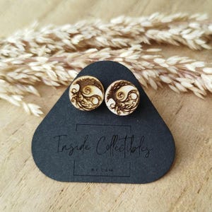 Wooden ear studs, earrings, ear studs, wood, jewelry, gift, Celtic, wooden ear studs, nature, tree of life, Viking