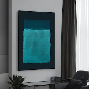 Mark Rothko Blue and Teal Abstract Canvas Painting, Modern Art for Living Room, Calm Wall Decor, Gift