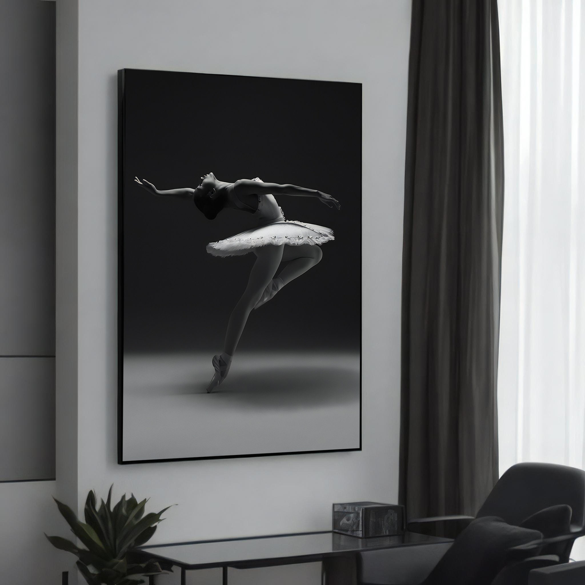 Elegant Black and White Ballerina Canvas Painting - Ballet Dance Art - Perfect Gift for Dance and Art Lovers