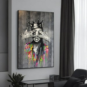 Stunning Banksy-Inspired Graffiti Art on Canvas – Vibrant Colors and Modern Urban Style Wall Art – Unique Gift
