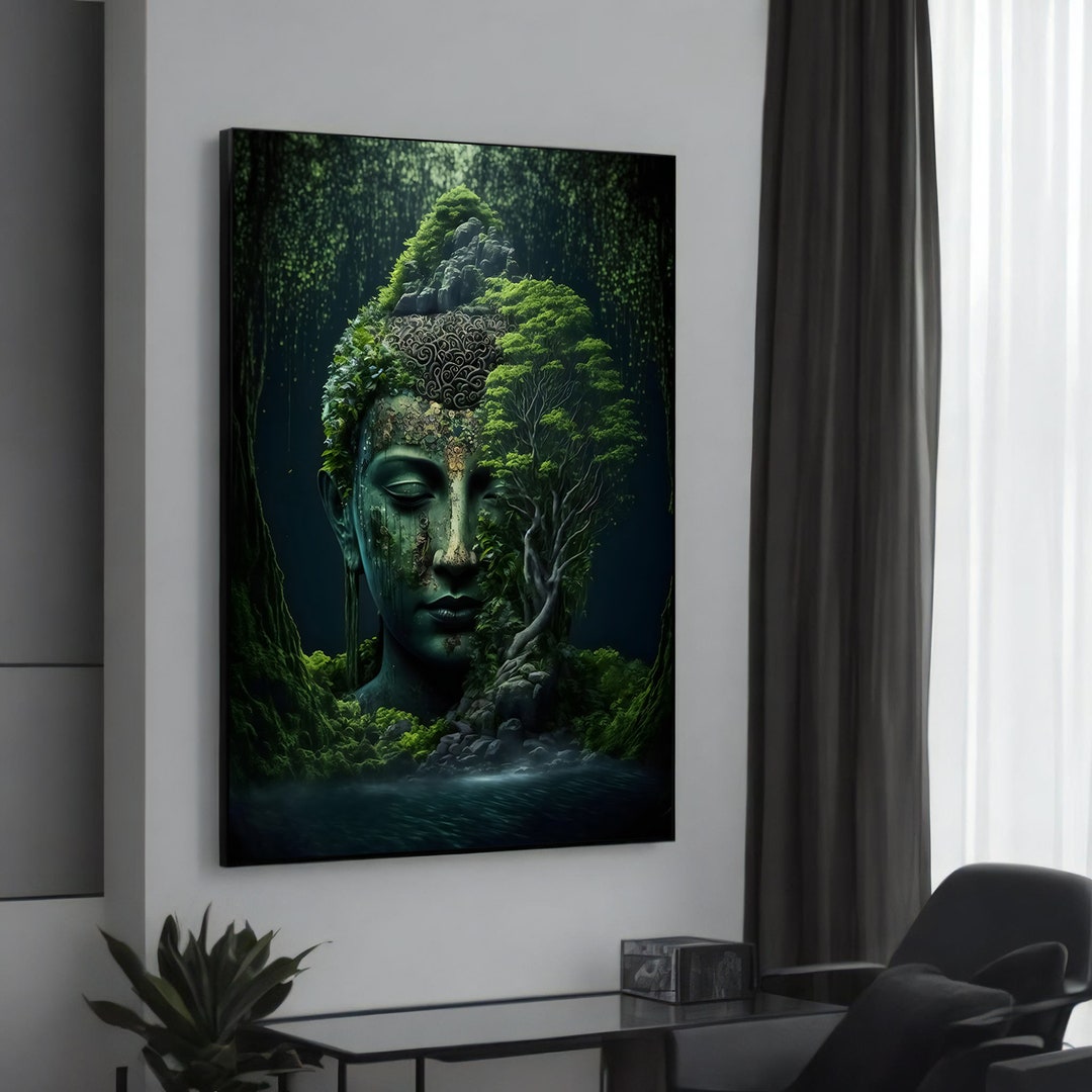 Serene Buddha Canvas Painting - Nature-inspired Spiritual Art With Tree ...