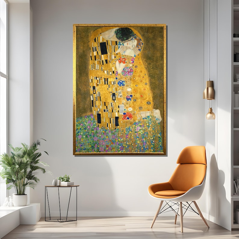 Gustav Klimt the Kiss Canvas Painting - Iconic Art Nouveau Masterpiece ...