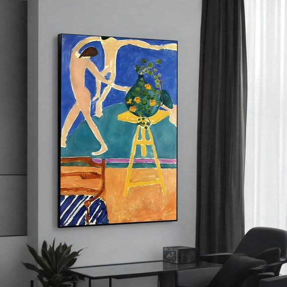 アンリ・マティスのダンスと花瓶と花のキャンバス画 - 鮮やかなモダン